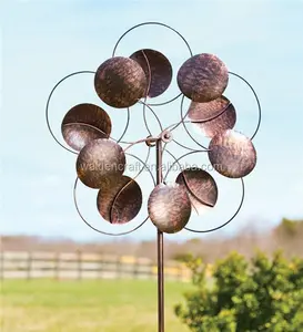 Oversized Bronze Circles Garden Metal Wind Spinner