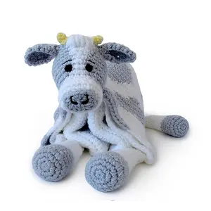 Nouvelle conception, adorable couverture pour bébé en crochet faite à la main, textile de maison pour tout-petits, forme de <span class=keywords><strong>vache</strong></span> mignonne, tricotée - Product Image 1