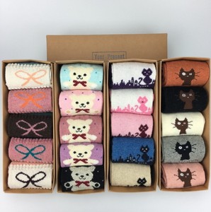 Winter Ladies extra Thick Warm Rabbit Wool Blend Christmas Deer Tree <strong>Cat</strong> Lovely Wool <strong>Socks</strong> Wholesale - Product Image 2