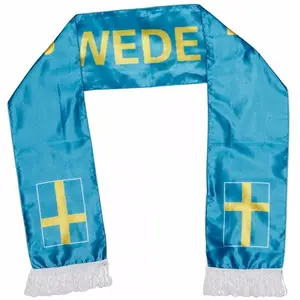 Silk satin football Sweden fan scarf