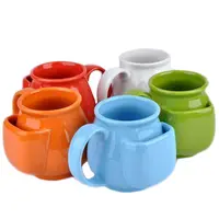 12 oz de color variado de taza de té de cerámica con porta vasos