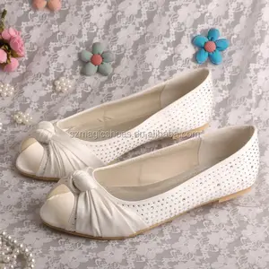 Customized Crystal Beaded Flat Shoes Peep Toe