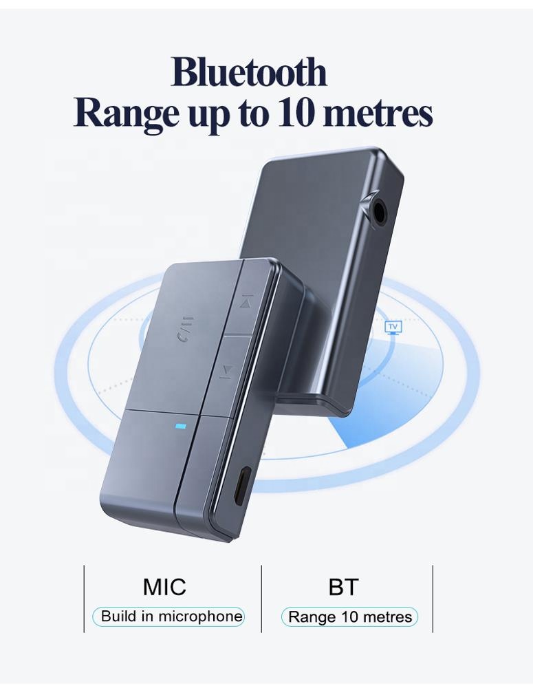 AGETUNR J20 Автомобильный Bluetooth 5,0 приемник Универсальный 3,5 мм потоковый беспроводной AUX mp3 плеер встроенный микрофон ответить hands-free вызов серый