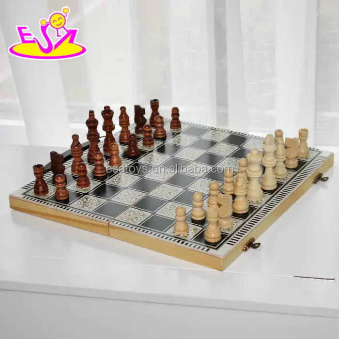 2017 New design educational classic wooden chess game for kids W11A056