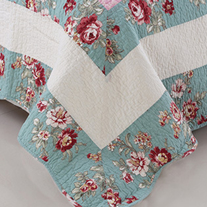 2018 nuovo prodotto MH 100% cotone pastorale piccola serie di fiori lavaggio trapunta stampata - Product Image 2