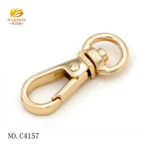 Small oval ring gold color metal push snap hook