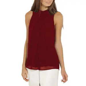 WISH Hot Selling Style Women blouses 15 Colors Halter Neck Chiffon Sleeveless Blouse