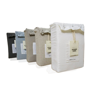 Ensemble de draps en lin 100% français et lin belge lavé à la pierre, ensemble de housse de couette - Product Image 1