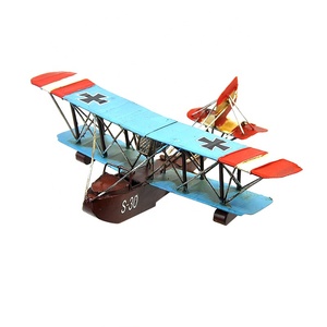 thumbnail image 2 of Vintage Iron Airplane Model - Decorative Biplane Desktop Display In Multiple Colors 2 of 11