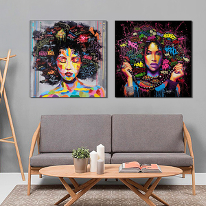 Impresión HD, Arte Abstracto Afroamericano, Retrato Negro, Lienzo Decorativo <span class=keywords><strong>para</strong></span> Pared, Póster <span class=keywords><strong>de</strong></span> Mujer Afro, Pintura en Lienzo <span class=keywords><strong>para</strong></span> Decoración <span class=keywords><strong>de</strong></span> Pared, Dropship - Product Image 3