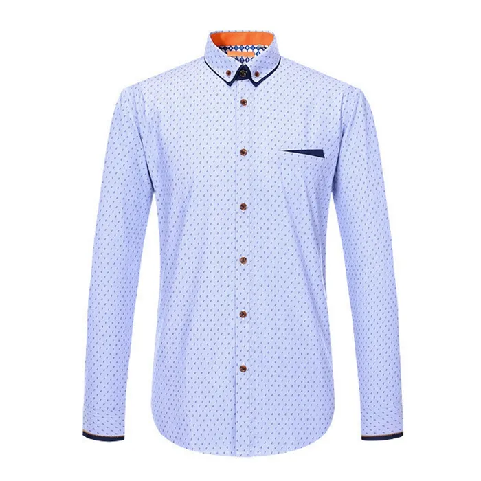 Latest design formal casual business slim office shirt male cotton blue white men dress shirt italian style OEM