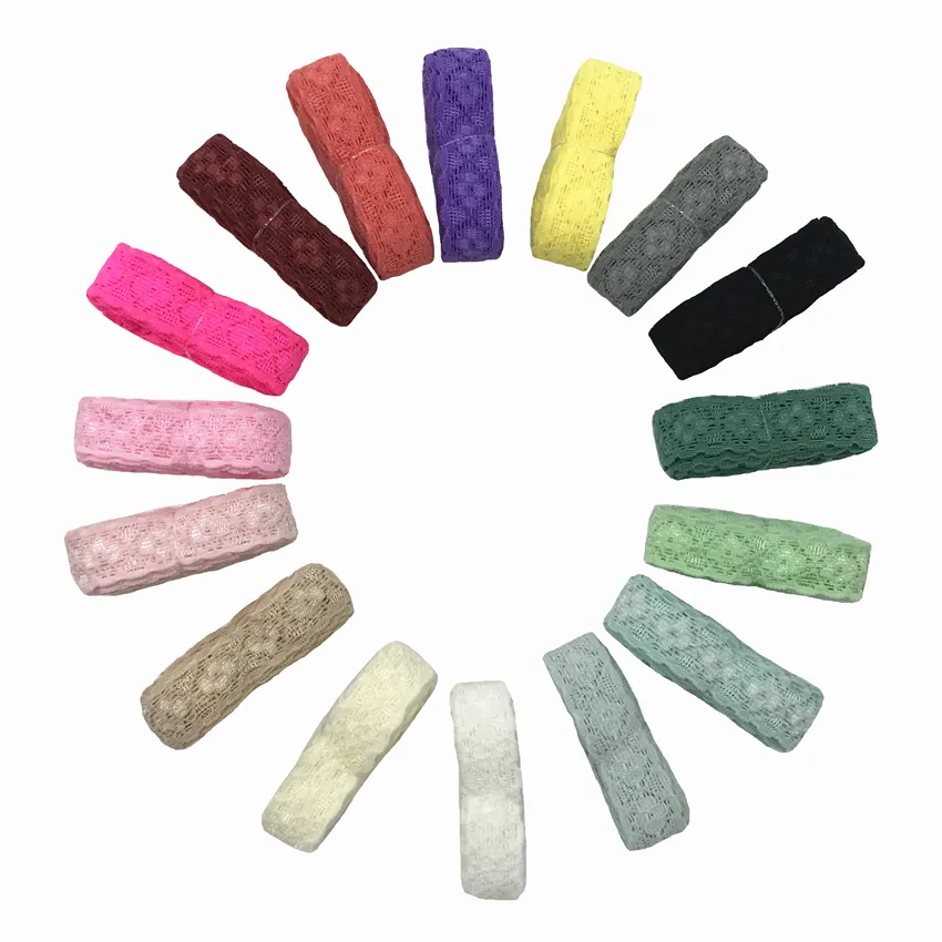 100 Yards Hoge Kwaliteit 16 Kleuren 2Cm Kant Elastische Lint Stretchy Lace Stroken Trim Voor Haar Tie Diy Hoofdband gift Singels