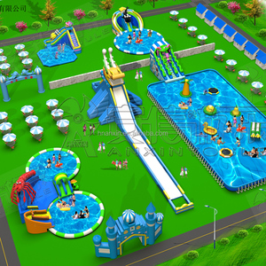 Diseño de Parques Acuáticos Móviles Comerciales, Parque Acuático Inflable Combinado con Toboganes Inflables y Piscina - Product Image 2