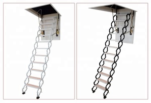 Échelles <span class=keywords><strong>de</strong></span> grenier télescopiques modernes en acier avec 12 marches et une capacité <span class=keywords><strong>de</strong></span> 300 kg pour les plafonds hauts d'appartement - Product Image 4
