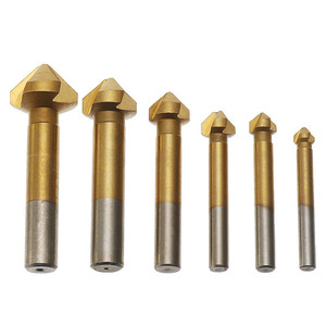 <strong>Titanium</strong> <strong>Plated</strong> Three Edge Chamfering Device Iron Box /20.5/16.5/12.4/10.4/8.3/6.3/6PC Chamfer Drill