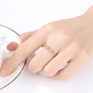 Czcity Diamanten Ring Goud Luxe Gold Plating Hart Ontwerp 925 Zilveren Sterling Ringen Fijne Sieraden Hart Band Ringen - Product Image 3