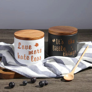 Da tè in <span class=keywords><strong>ceramica</strong></span> scatola metallica di <span class=keywords><strong>ceramica</strong></span> barattolo di archiviazione con coperchio di bambù cibo vaso di <span class=keywords><strong>set</strong></span> da cucina - Product Image 1