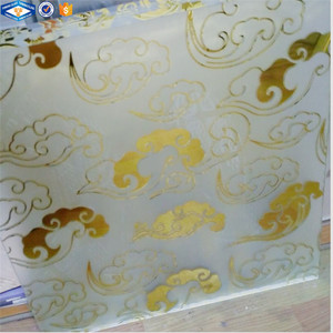 Hot sale engraved light golden color glass acid printed decorative - Product Image 2