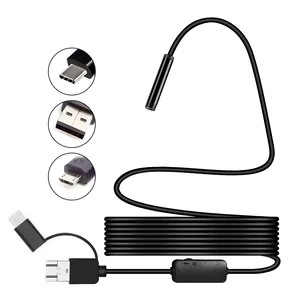 3 In 1 USB endoskop kamera 5.5mm Lens muayene Borescope IP67 su geçirmez yılan kamera 1M teli Android PC için