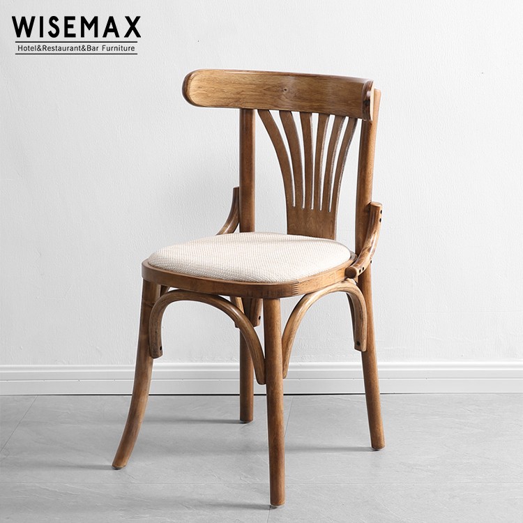 Retro Style Wooden Dining Chair & Armrest Soft Leather - Vintage