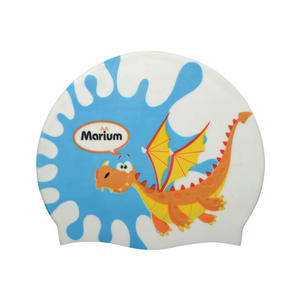 Gorras de natación impermeables de silicona OEM para niños Gorro de natación impreso con logotipo personalizado - Product Image 1