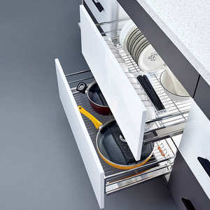 Cestello per cassetti in acciaio inossidabile da cucina, supporto per cestello portaoggetti estraibile nel mobile, <span class=keywords><strong>scolapiatti</strong></span> - Product Image 6