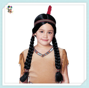 A buon mercato colore nero intrecciato indiano ragazze festa in maschera Costume per bambini parrucche HPC-1349 - Product Image 4