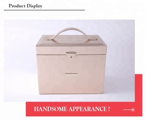 Professional Luxury Leather Mirror Vanity Cosmetic <strong>Makeup</strong> <strong>Box</strong> - Product Image 5