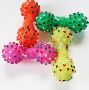 Renkli noktalı dambıl şekilli sıkmak gıcırtılı Faux kemik evcil köpek oyuncak - Product Image 5