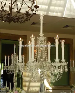 新到货独特设计表装饰 7 头玻璃蜡烛台为婚礼