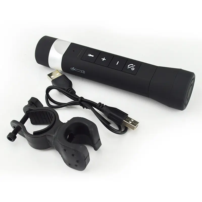 2000MAH Bike Speaker 3W bicycle Flashlight blue tooth speakers factory Torch speaker with bicycle light rechargeable