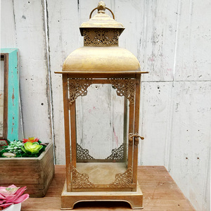 Luckywind Square Vintage Gold Metal Glass Wholesale Moroccan <strong>Lantern</strong> - Product Image 3