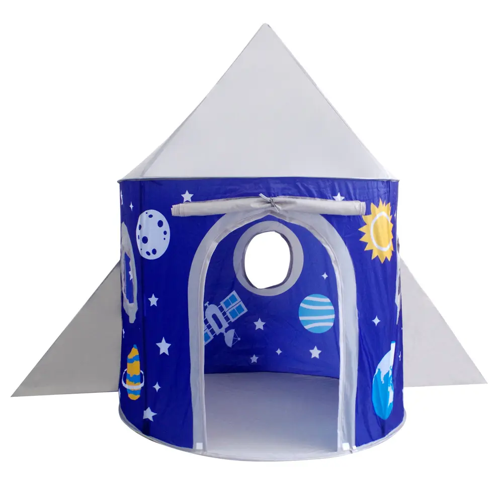 Foldable Pop Up Indoor&Outdoor Blue Rocket Tent Kids Play Teepee Children Tent