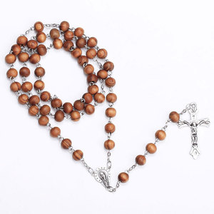 N0802 Popolare Europeo Dei Monili Cattolica perline di legno della collana di disegno Unico Gesù Collana croce collana Del <span class=keywords><strong>Rosario</strong></span> - Product Image 2