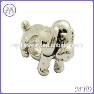 Rodio de la aleación de cubo de la pata del perro impresión charms pulsera de la joyería - Product Image 4