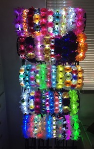 <span class=keywords><strong>Rosa</strong></span> e giallo led tiara corona <span class=keywords><strong>di</strong></span> fiori - Product Image 5
