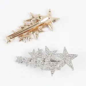 Horquillas con forma de estrella para mujer, accesorios para el cabello con diamantes de imitación chapados en oro y plata, 2022