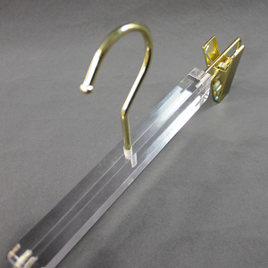 Cintres pour jupes, pantalons, clips dorés, en acrylique, transparent, personnalisé, impression de logo, pour magasins de vêtements - Product Image 5