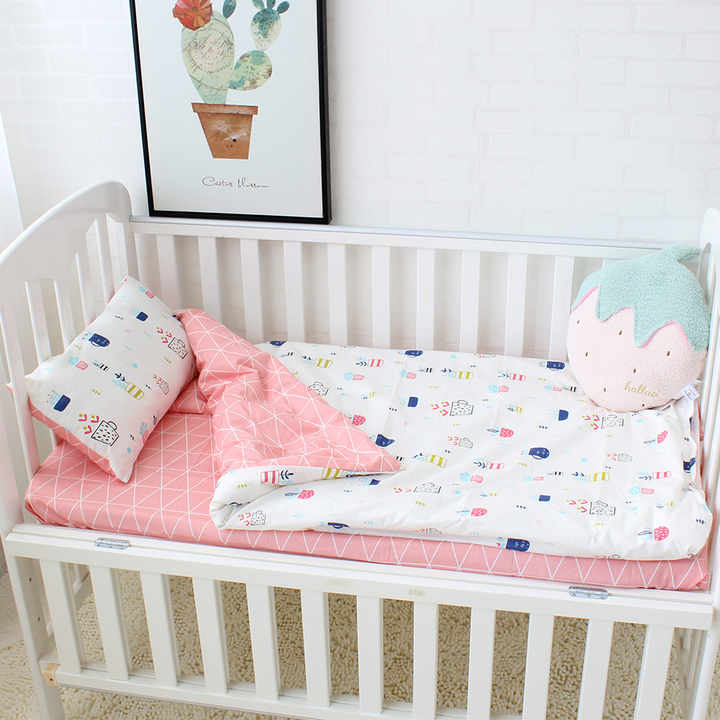 100 cotton high quality baby crib children bedding sets cartoon 3pcs bed sheet bed linen set