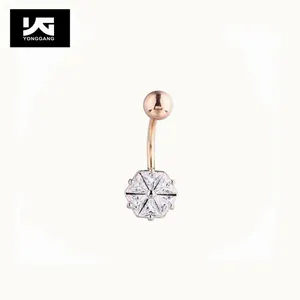 Wholesale Cheap Price CZ Crystal Belly Button Ring Flower Navel Ring Body Piercings Jewelry