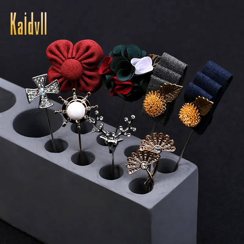 China Wholesale Personalized New Design Textile Lapel Pins Brooches for Wedding Invitations