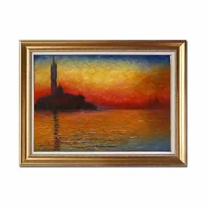 Fatto a mano Claude Monet Riproduzione di Arte Famosa Tramonto di Paesaggio Parete Della Tela di canapa Dipinti Ad Olio da Abili Pittori