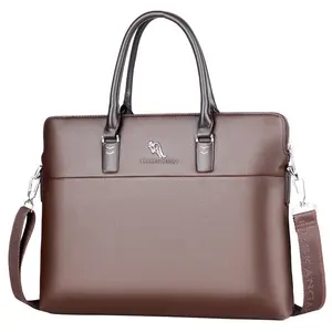 Mode Casual Waterdichte Pu Lederen Handtas Schouder Laptop Tas 14 Inch Business Mannen Aktetas