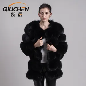 QC8078 pieles proveedor estilo de invierno abrigo de piel de zorro para las mujeres