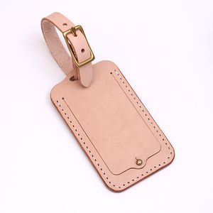 Genuine Leather Luggage <b>Tag</b> Privacy Flip Cover Suitcase Baggage <b>ID</b> Label Custom Embossed Logo Adjustable Metal Buckle Travel - Product Image 2