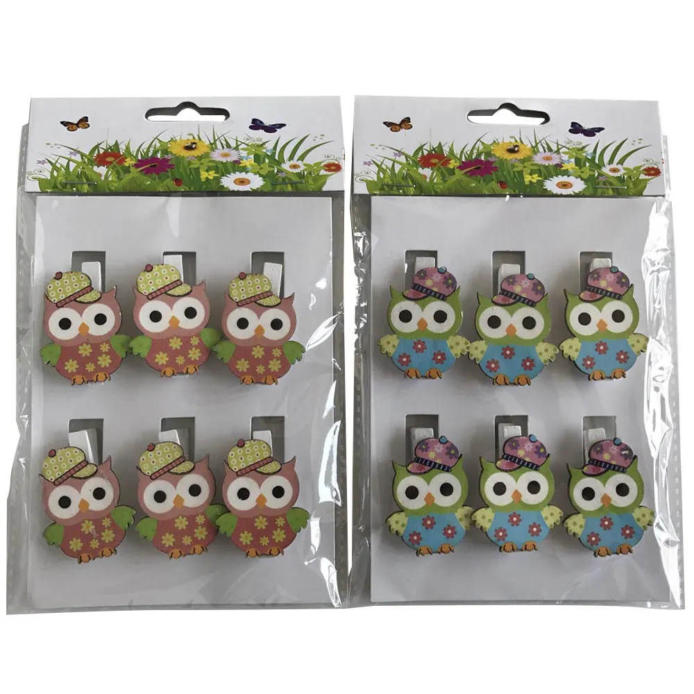 Easter wooden owl decorative mini peg