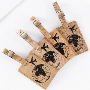 Étiquette de <span class=keywords><strong>bagage</strong></span> en cuir PU couleur bois, nouvelle collection, pour sublimation, avec impression, pour valise ou sac en liège - Product Image 3