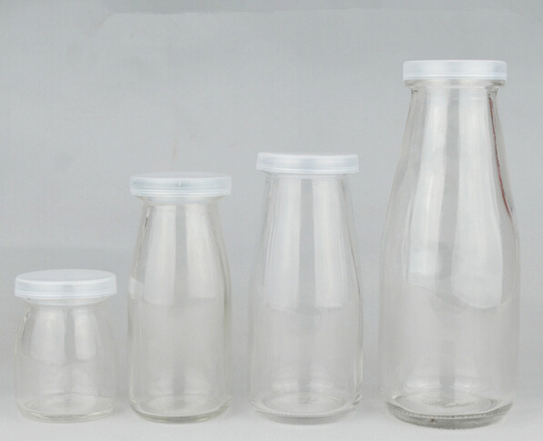 200ml 300ml 500ml glass milk drinking bottle with plastic cap