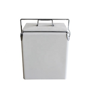 Enfriador de metal de 17L, cajas de refrigeración retro vintage personalizadas, color blanco, para picnic, playa, camping - Product Image 3