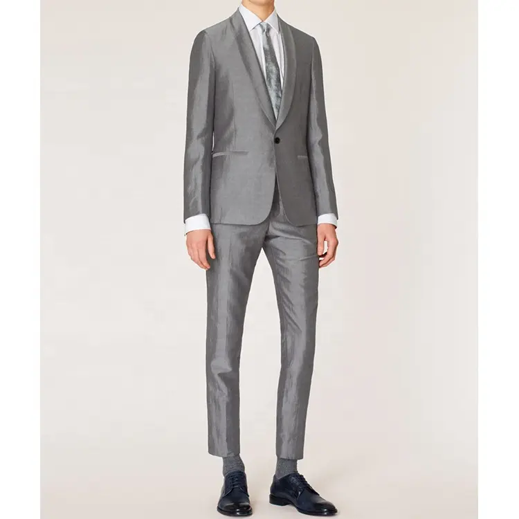 Costume en lin gris clair et argenté pour homme, vêtement de luxe luxueux, brillant, magnifique, tenue de smoking pour fête de mariage